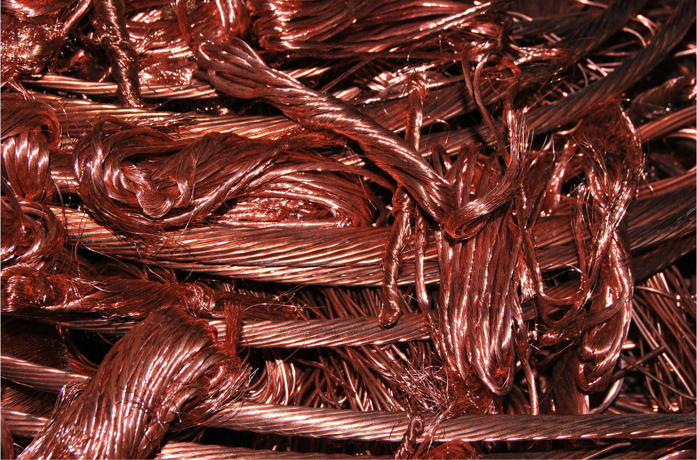 Das Bild zeigt Kupferseil aus dem Prozess des Kabelrecycling