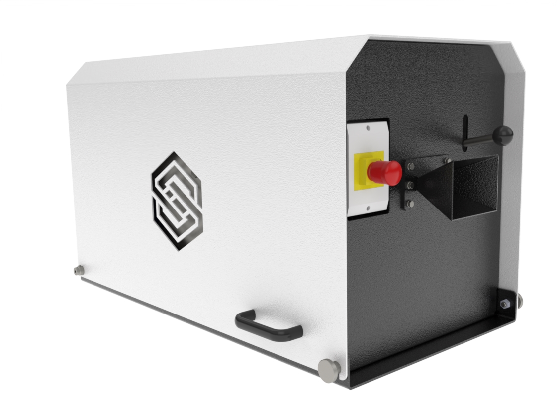 Das Bild einen Mini-Shredder zur Vorzerkleinerung von Kabelabfällen mit dem Ziel der Kupferrückgewinnung. Hersteller: ICS-CONTEC Maschinenbau GmbH
